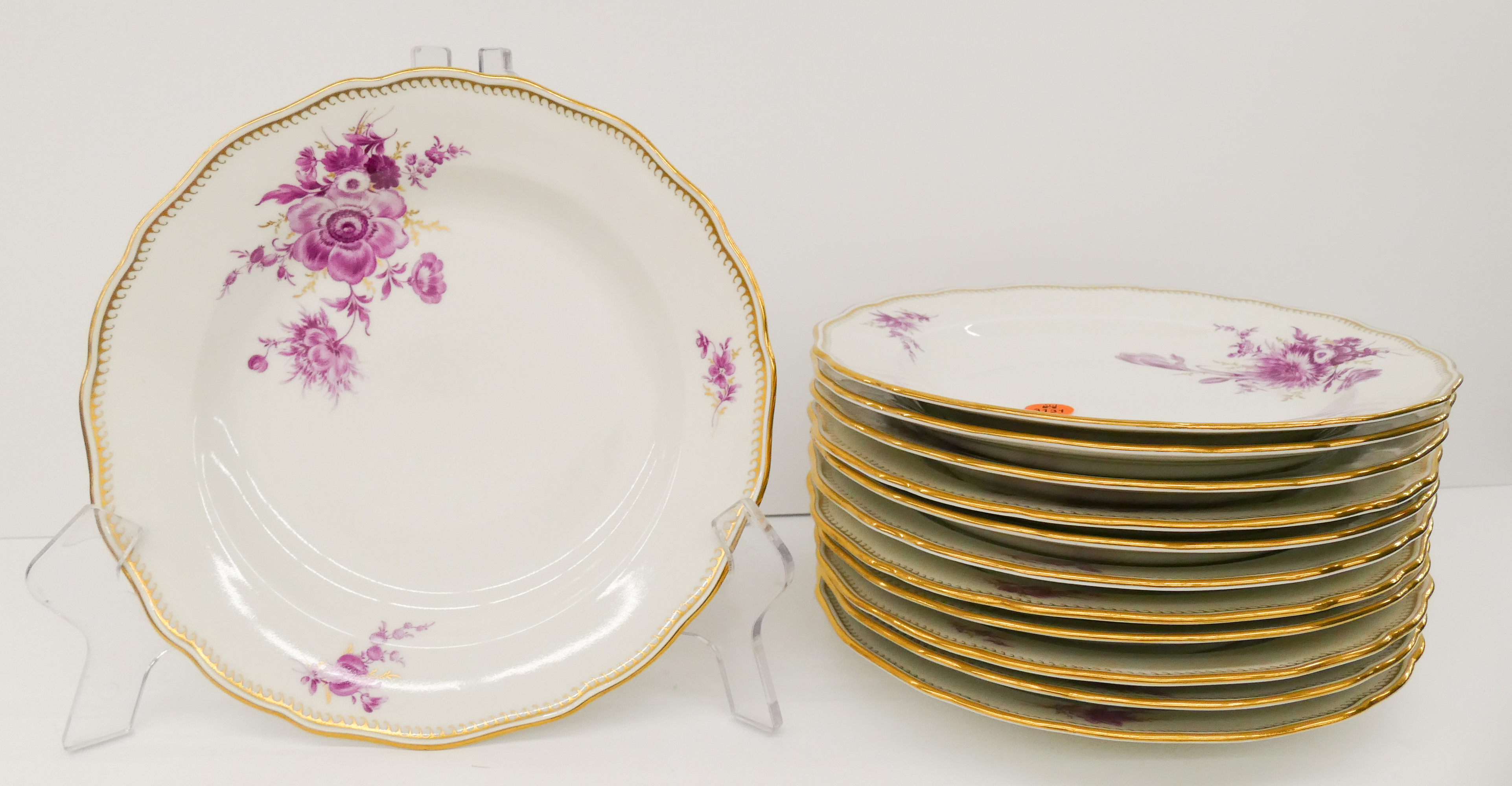 12pc Meissen Pink Flower