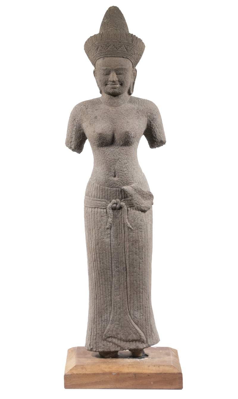 12TH C. KHMER BUFF STONE STANDING