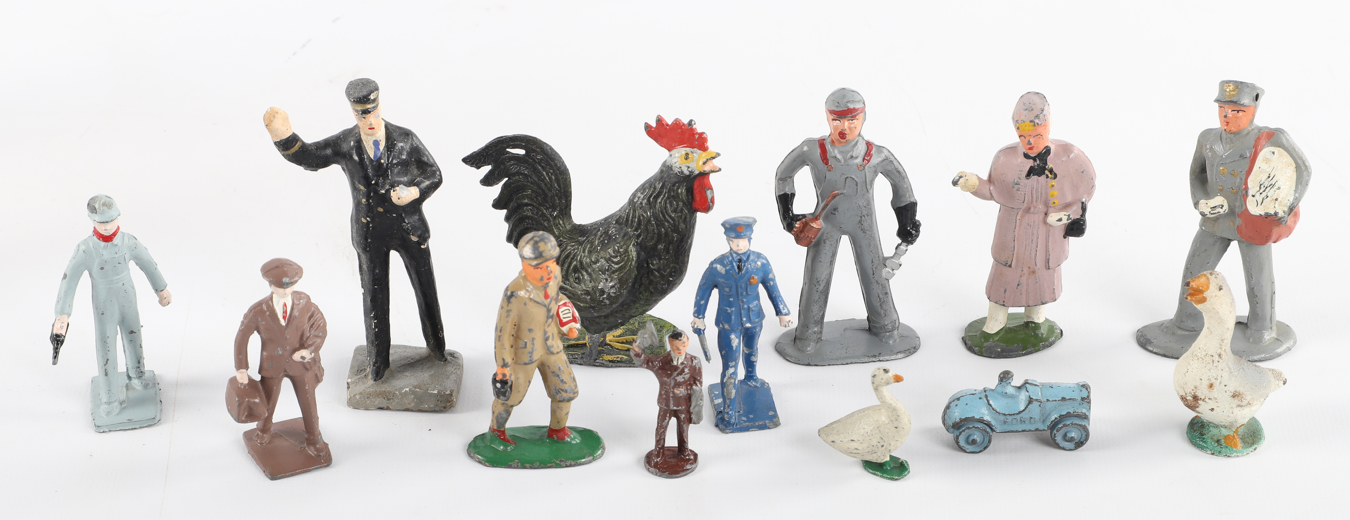 (13) Cast metal painted figures