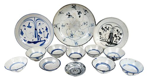13 CHINESE BLUE AND WHITE PORCELAIN