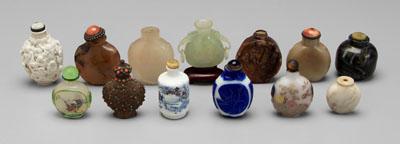 13 Chinese snuff bottles: five