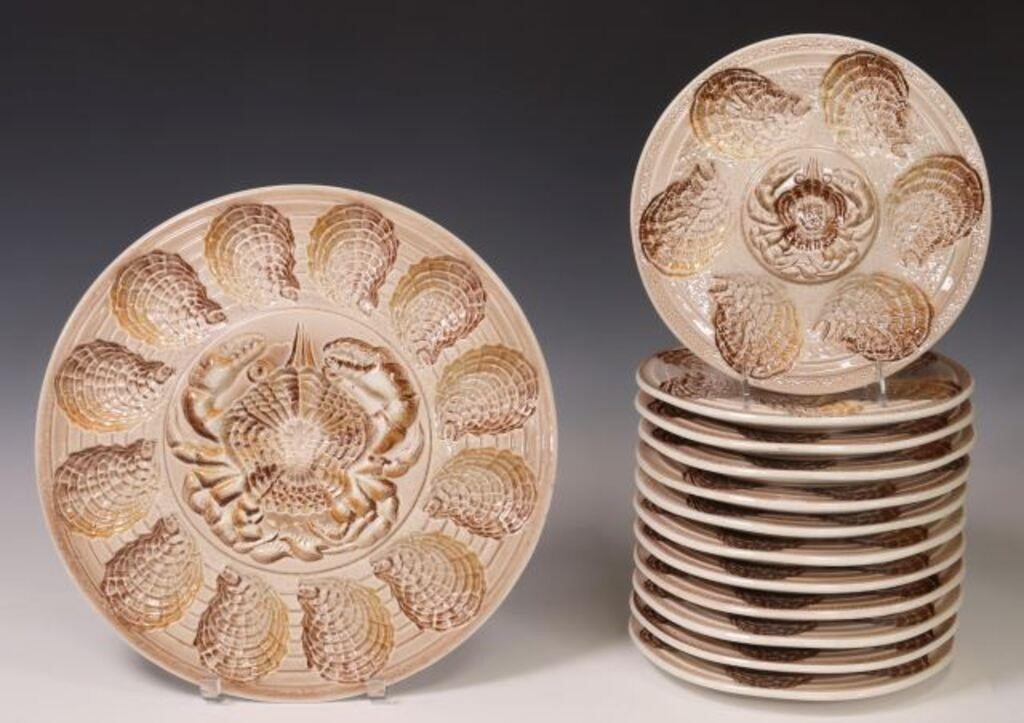 (13) FRENCH FAIENCE OYSTER PLATES &