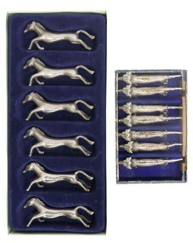 (13) FRENCH SILVERPLATE DOG & HORSE