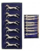 (13) FRENCH SILVERPLATE DOG &