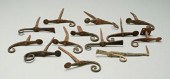 13 hand wrought iron hooks: te
