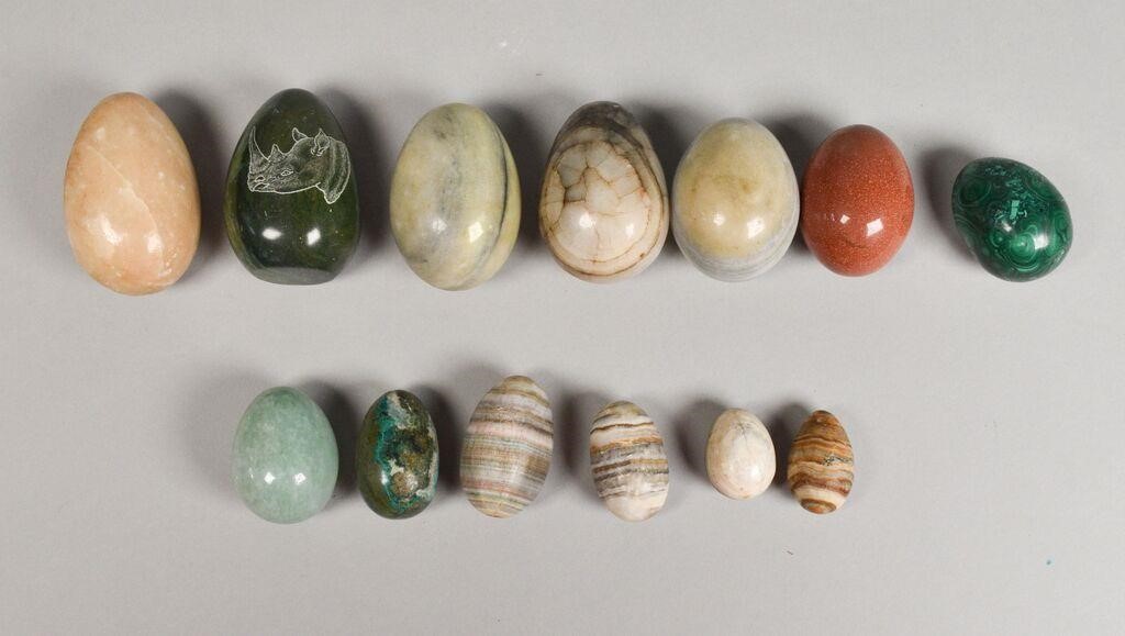13 HARDSTONE EGGS13 hardstone eggs,