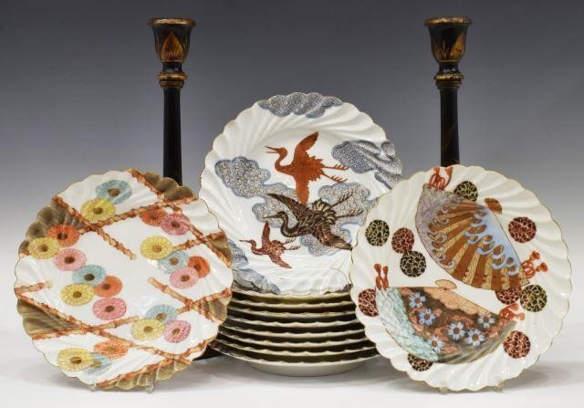 (13) LACQUERED CANDLESTICKS &