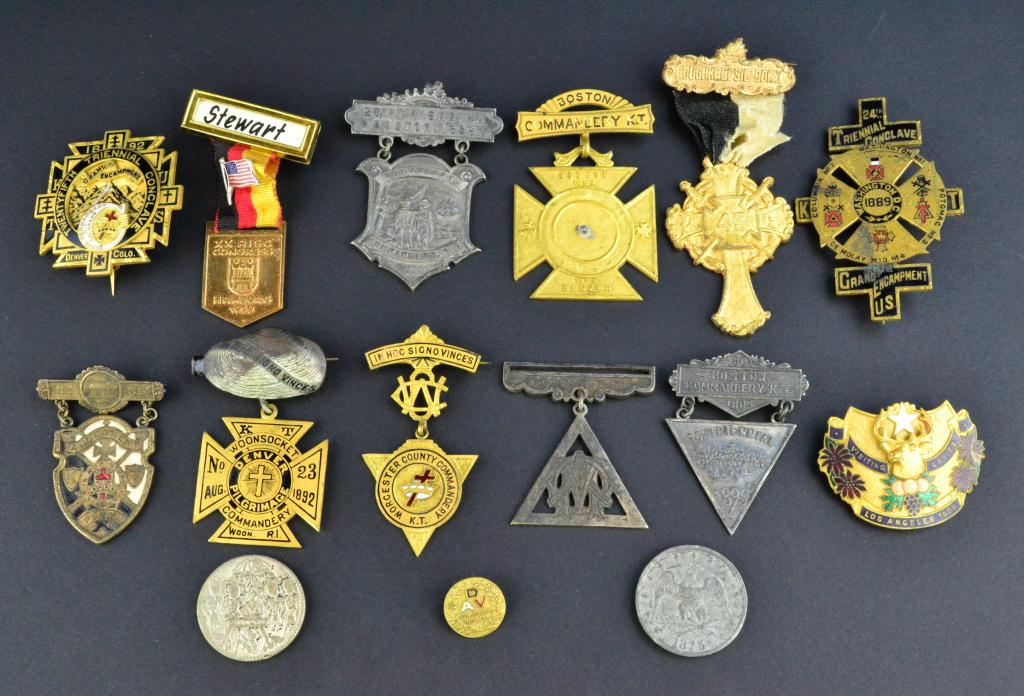 (13) Masonic & Templar Pins In