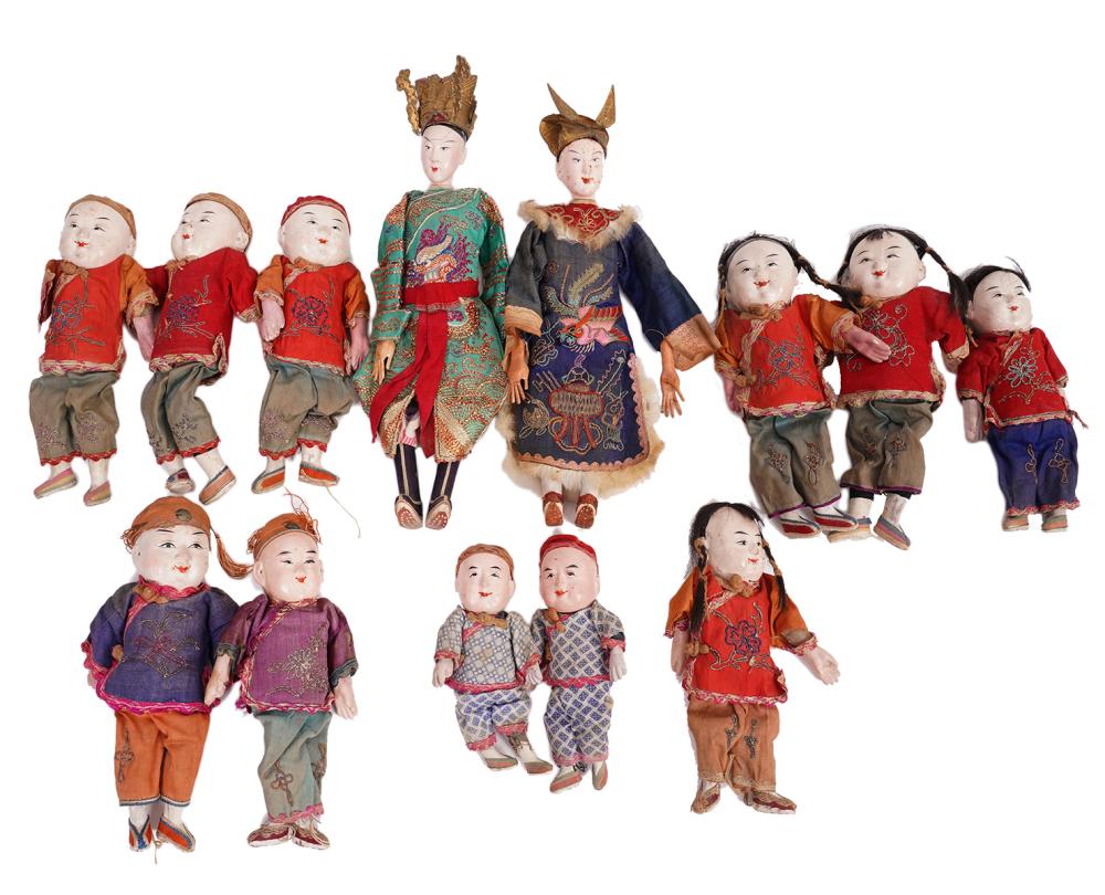 13 MINIATURE CHINESE DOLLS IN
