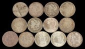 (13) Morgan Silver Dollars, 18