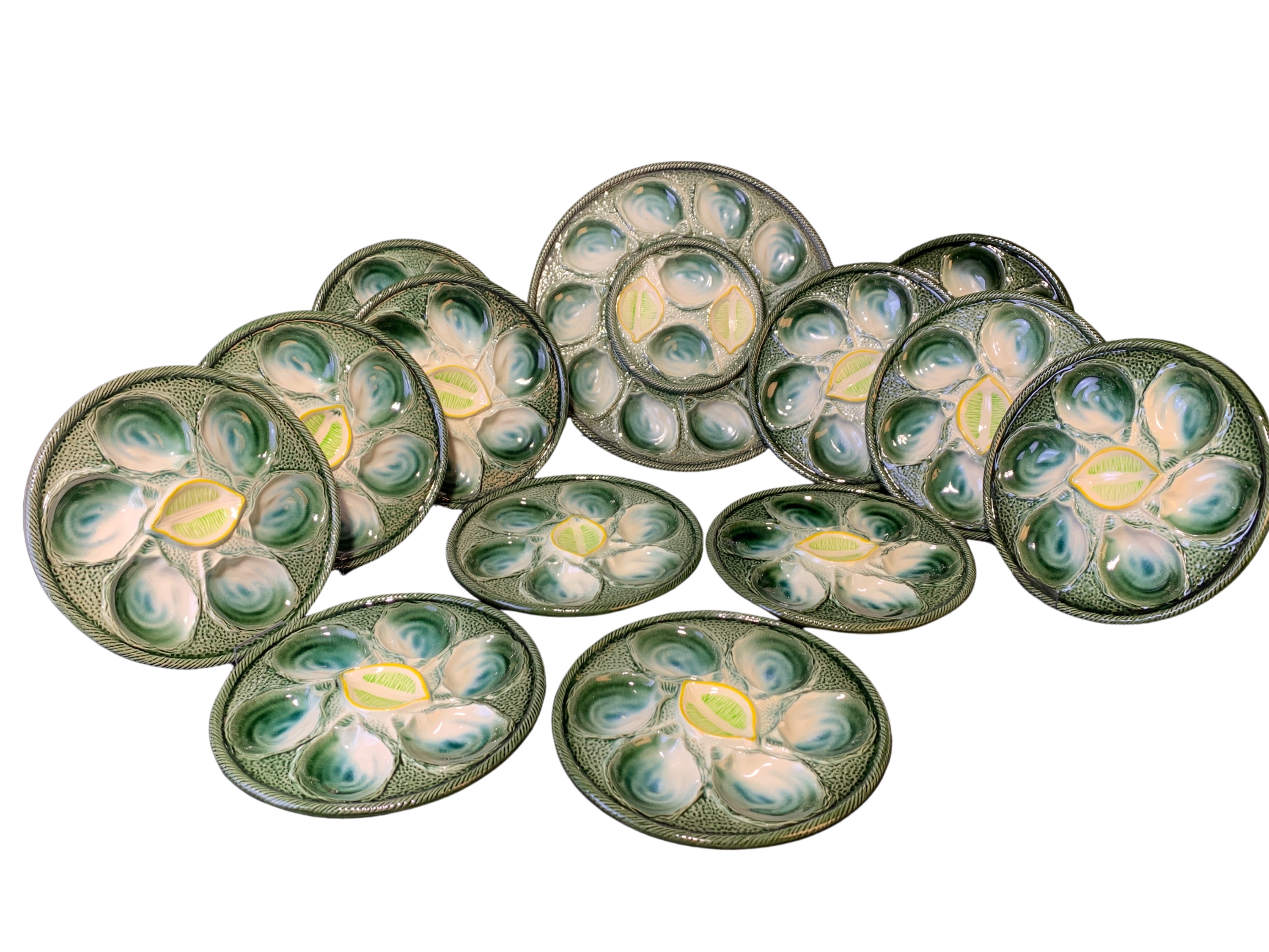 13 PC. FRENCH FAIENCE OYSTER SET 13