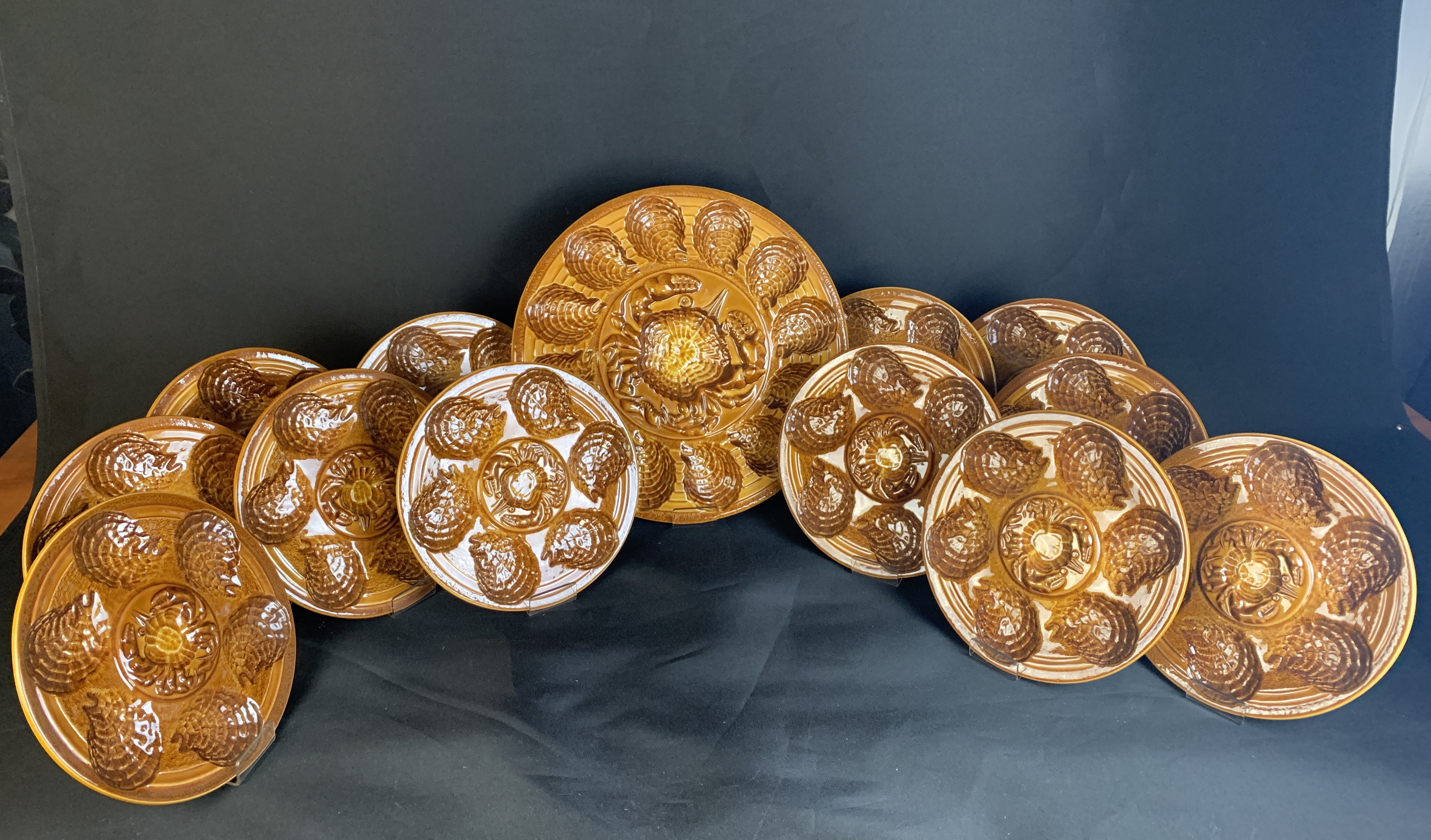 13 PC. FRENCH FAIENCE OYSTER SET 13