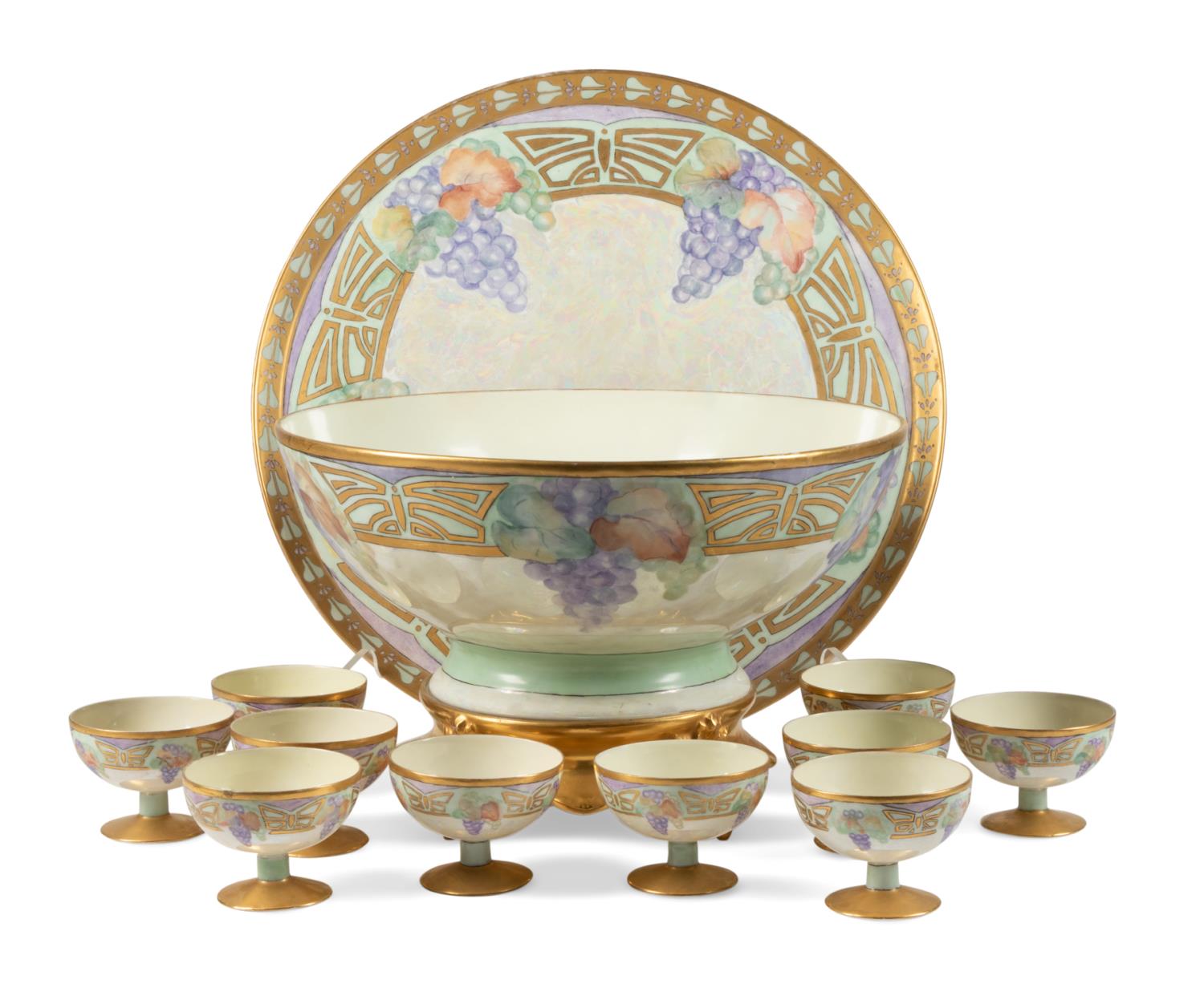 13 PC LIMOGES ART NOUVEAU PUNCH SET