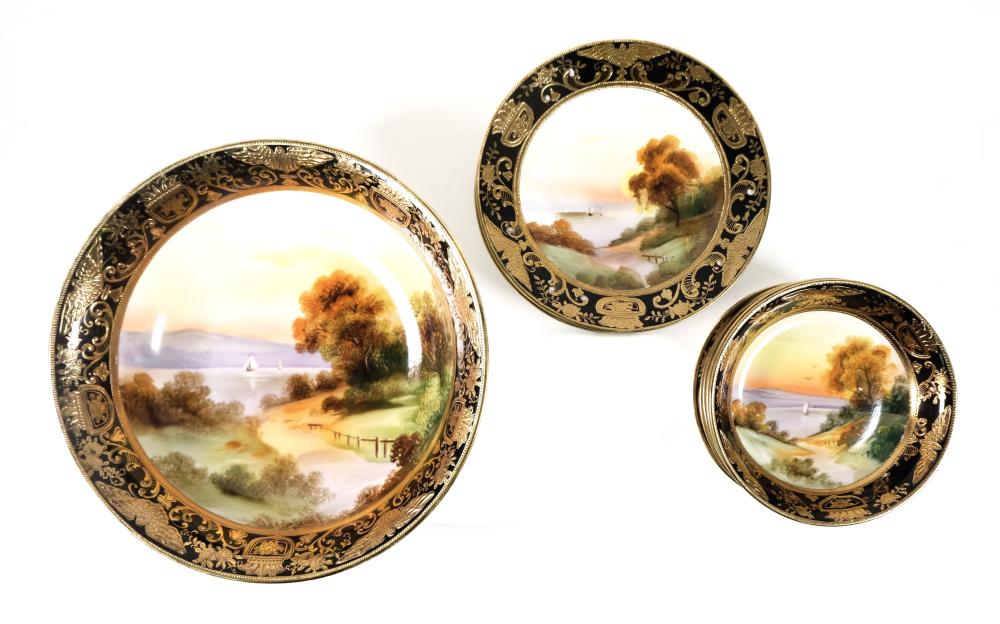 13 PC NIPPON SCENIC PORCELAIN BERRY