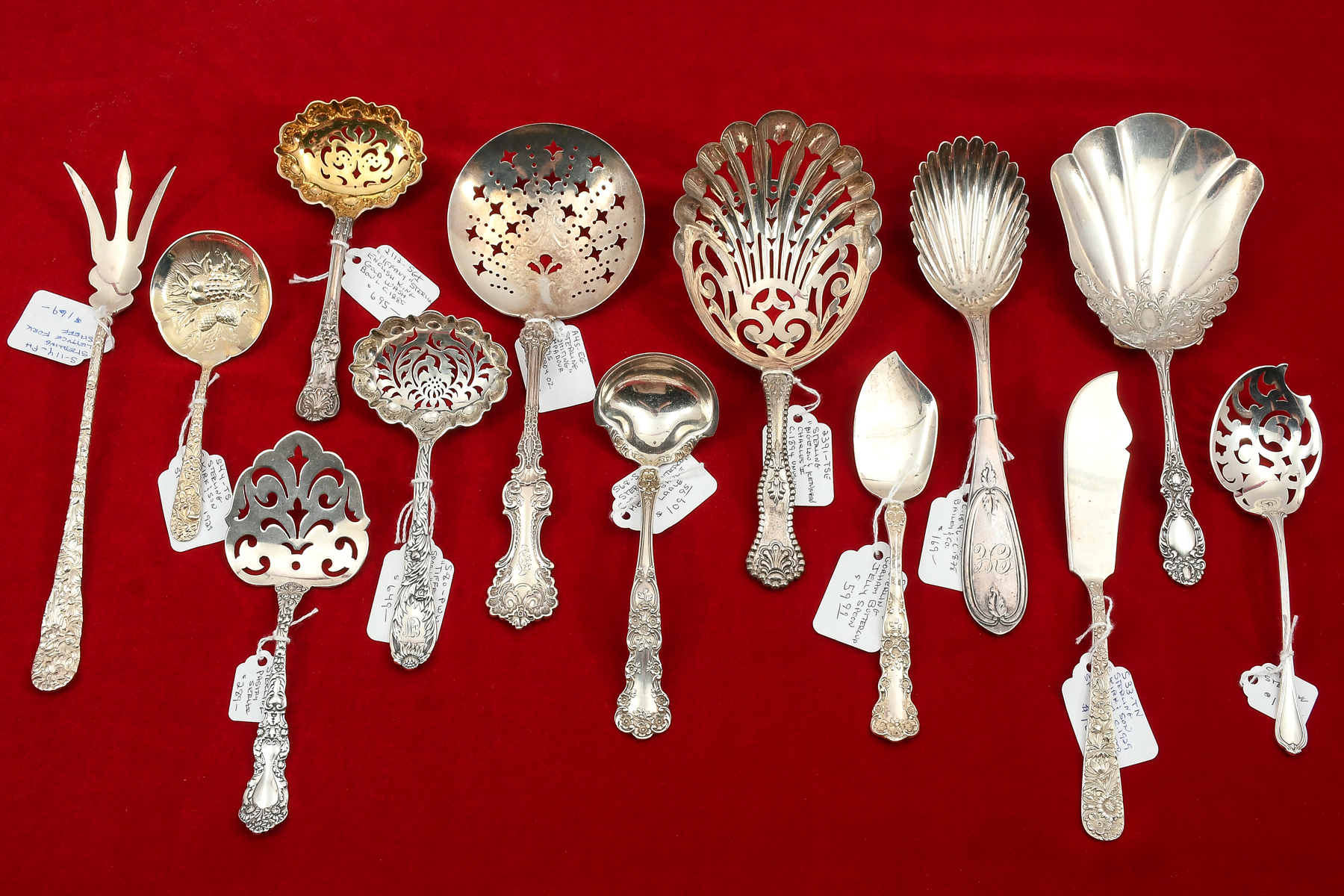 13 PC. ORNATE STERLING SERVING