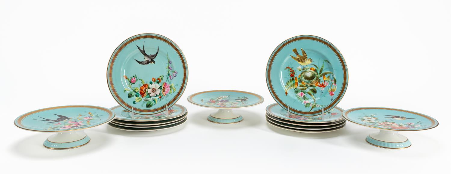 13 PC TURQUOISE BIRD MOTIF