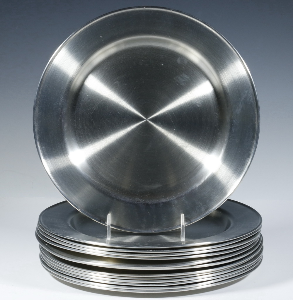 (13 PCS) PEWTER SERVICE PLATES