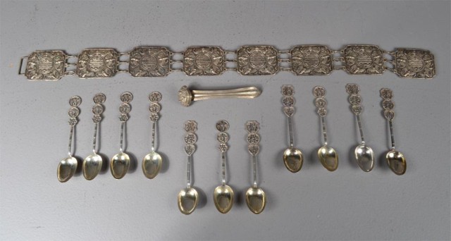 (13) Pcs. Signed Chinese SilverTo