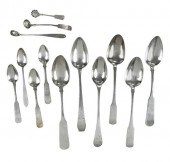 13 PIECES COIN SILVER FLATWARE