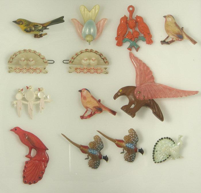 13 plastic costume jewelry bird