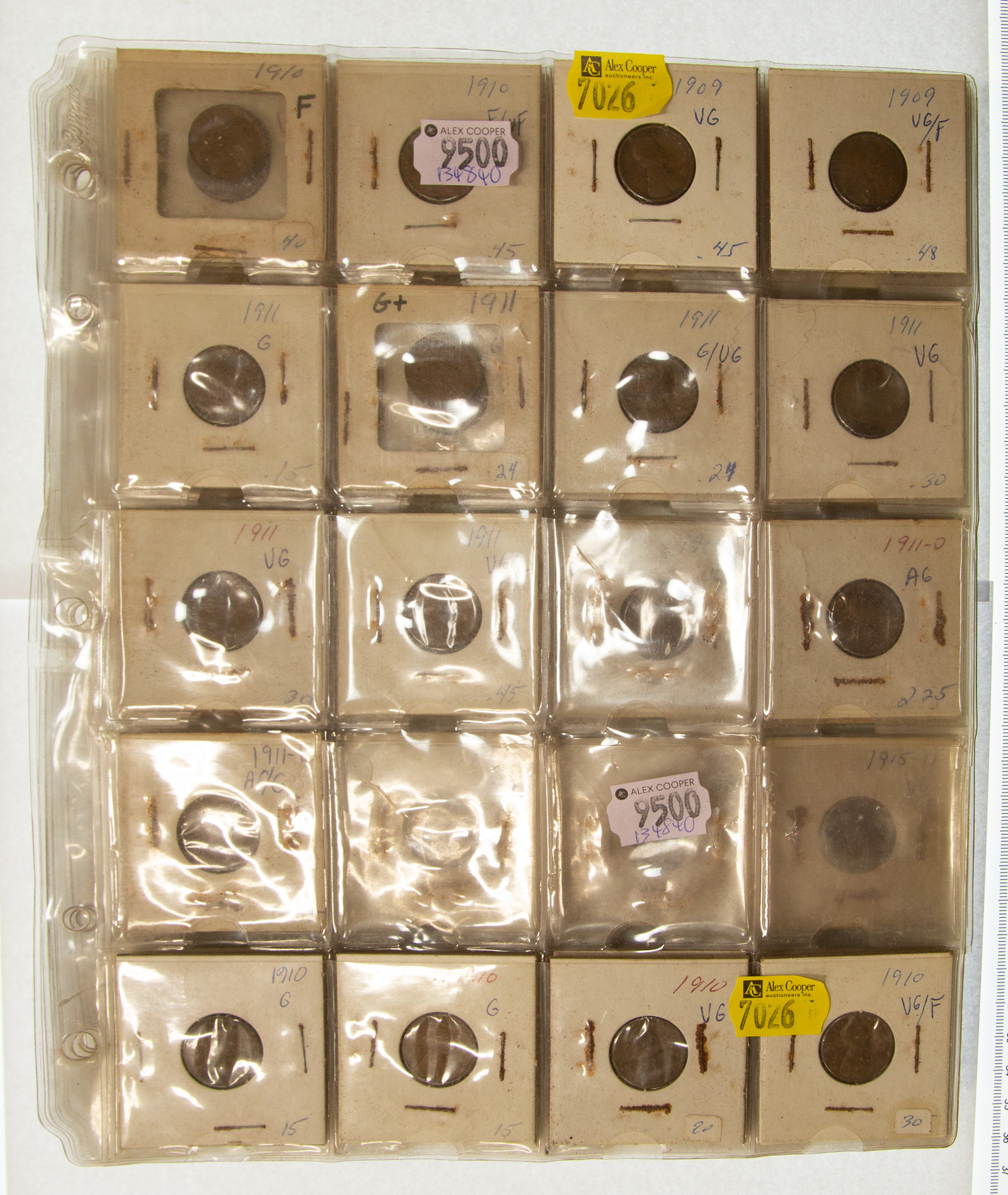 13 SHEETS WITH 150 LINCOLN CENTS