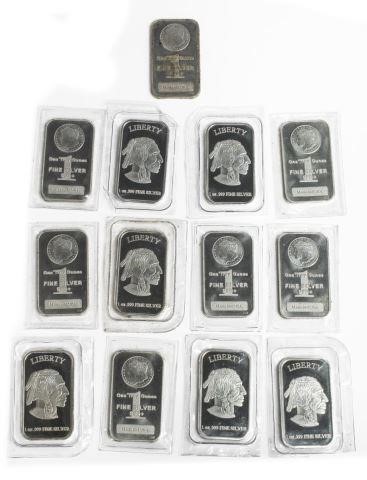 (13) SILVER BULLION ONE TROY