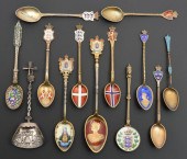13 SILVER SOUVENIR SPOONS, DEN