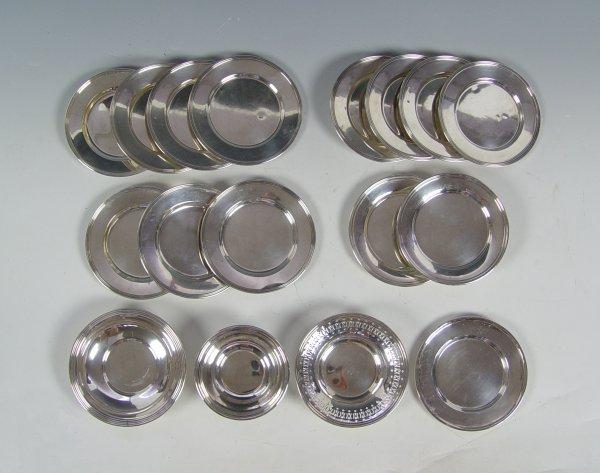 13 STERLING BREAD PLATES & 2