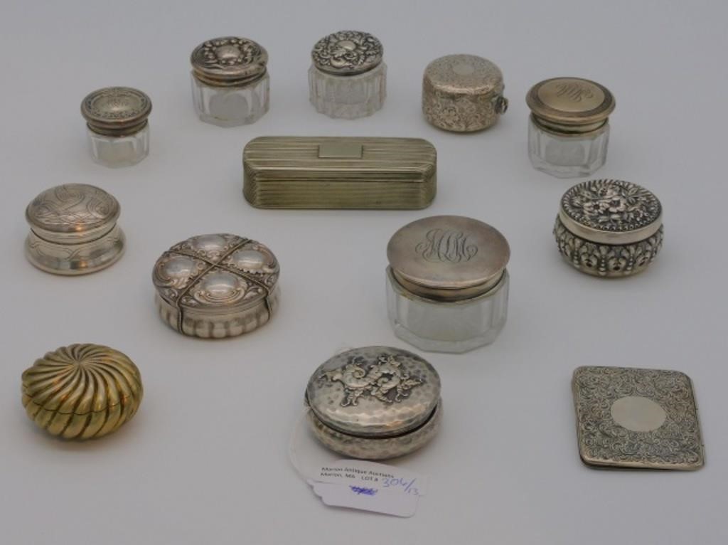 (13) STERLING SILVER COVERED BOXES,