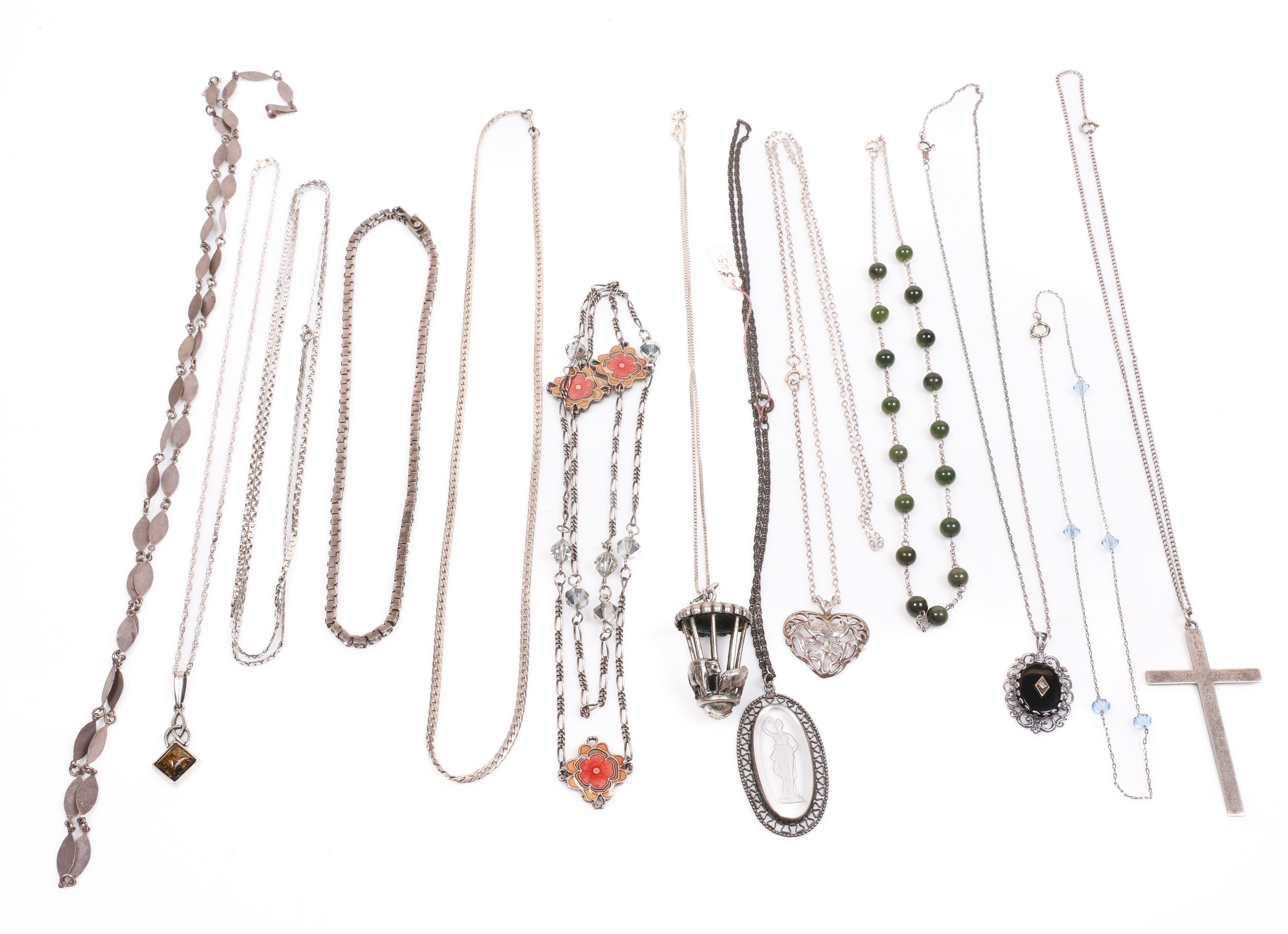 (13) Sterling silver necklaces