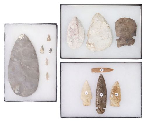 (13) STONE ARROWHEADS, SPEAR POINTS