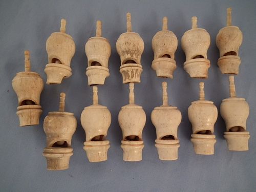 13 WHALE BONE WHISTLESLot of 13