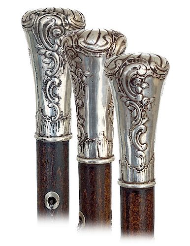 130. EARLY SILVER DRESS CANE -CA.