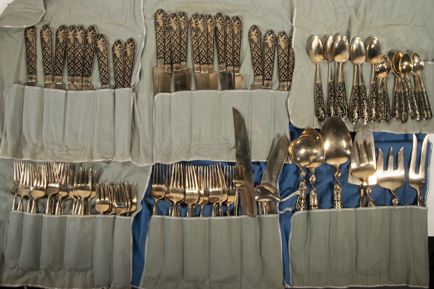 (133 PCS) ASIAN BRASS FLATWARE