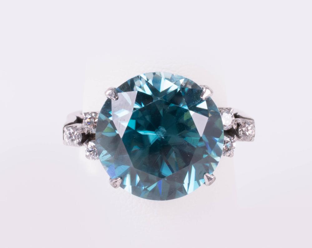 13.7 CARAT BLUE ZIRCON AND