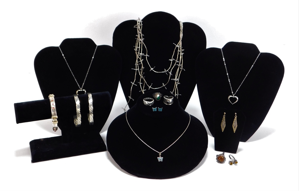 13PC ESTATE STERLING SILVER JEWELRY