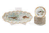 13PC LIMOGES PORCELAIN FISH SE