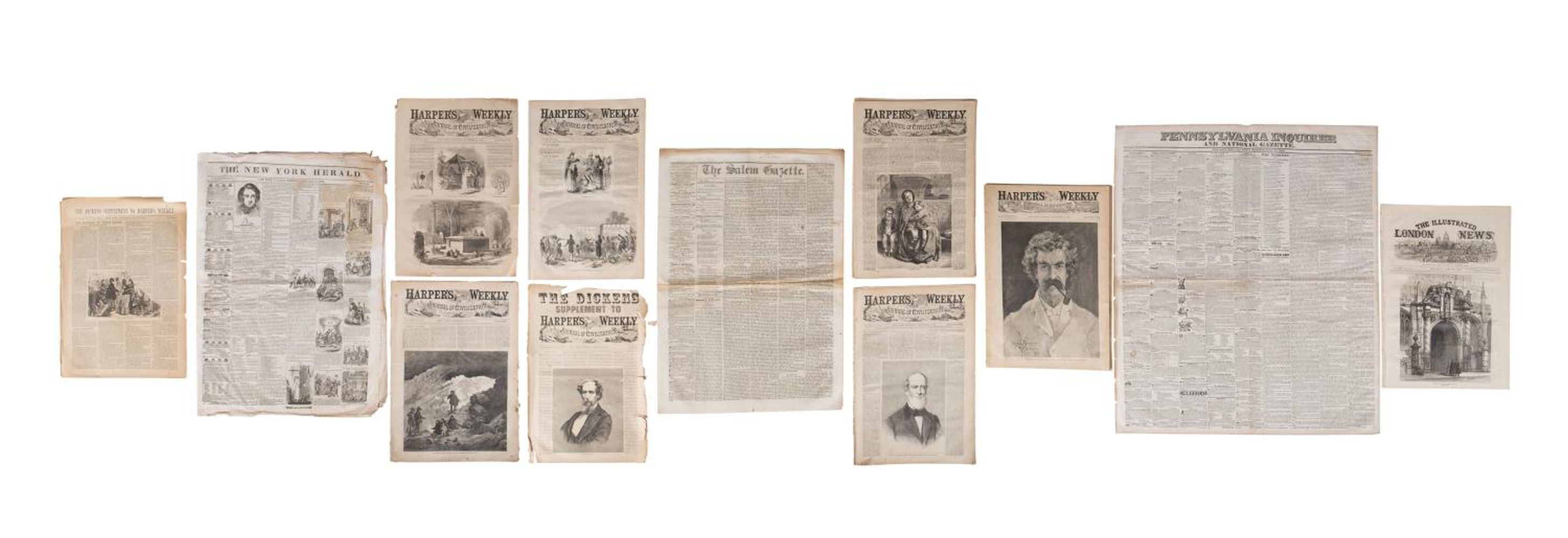 13PCS CHARLES DICKENS, NEWSPAPERS