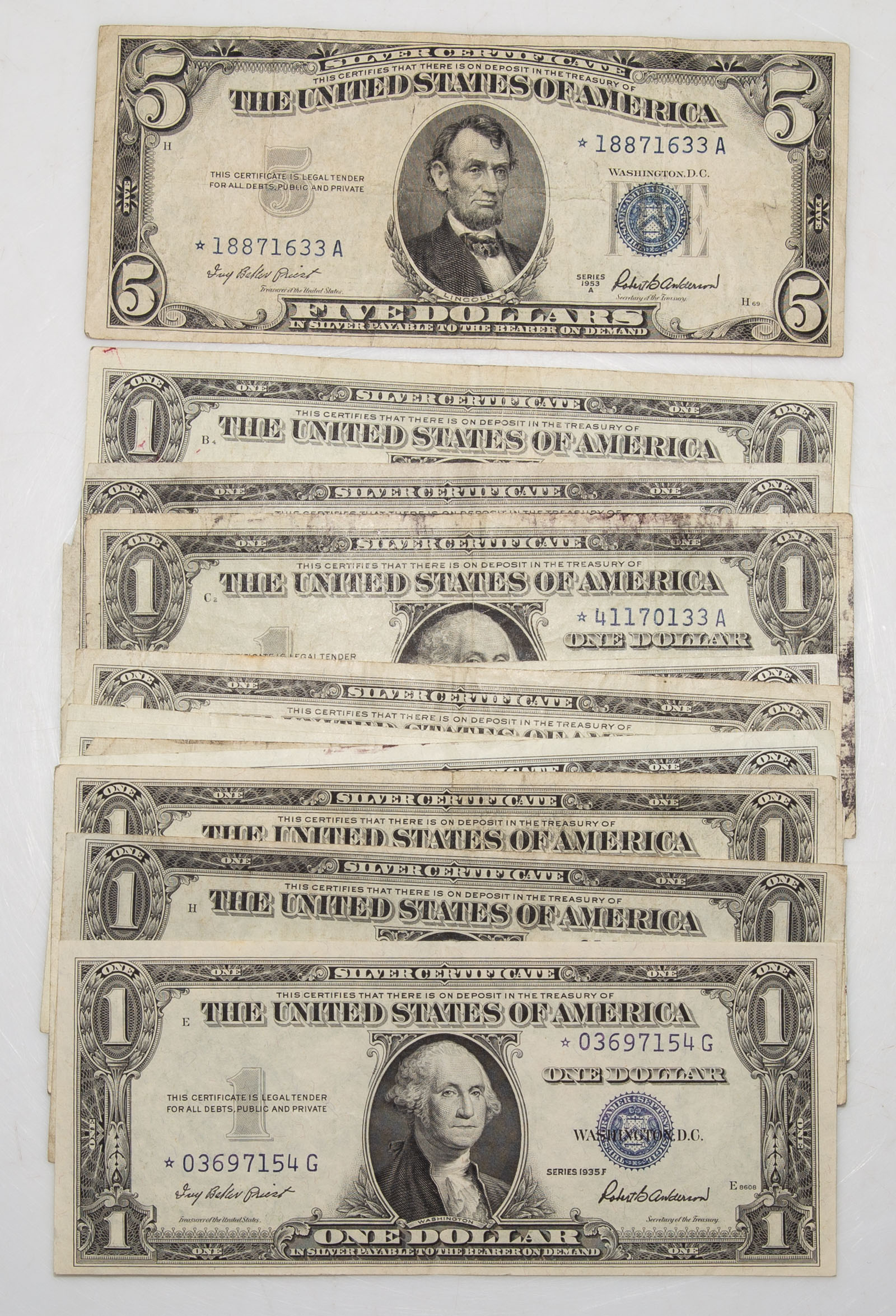 14-$1 & 1-$5 SILVER CERTIFICATE