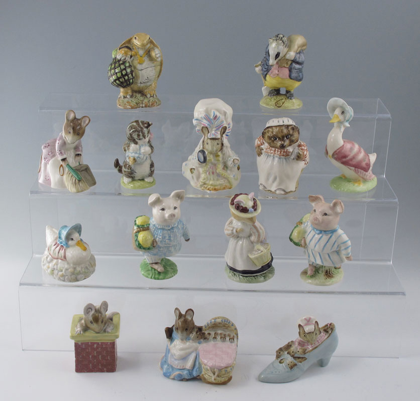 14 BEATRIX POTTER ANIMAL FIGURINES: