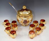14) BOHEMIAN GILT ENAMEL CRANB