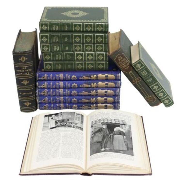 (14) BOOKS: SOME LEATHER BINDING,