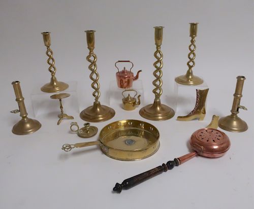 14 BRASS OBJECTS, MOST
