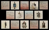 14 ceramic tiles, Dickens char