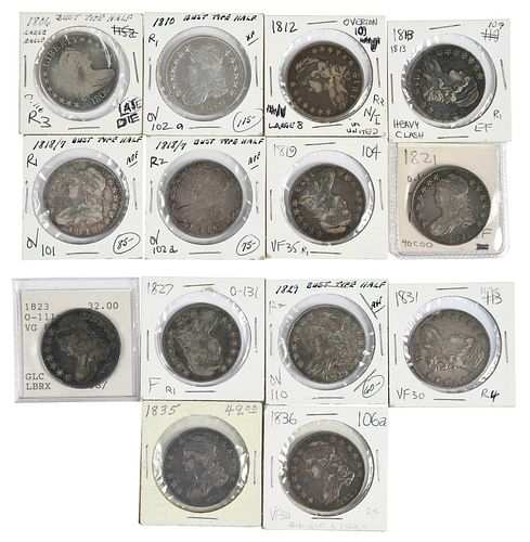 14 EARLY BUST HALF DOLLARSdraped