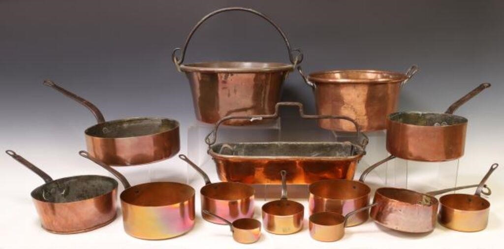 (14) FRENCH COPPER COOKWARE,