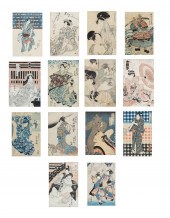 14 JAPANESE 19TH CENTURY WOODB