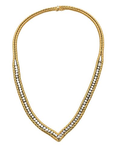 14 KARAT GOLD AND DIAMOND CHEVRON