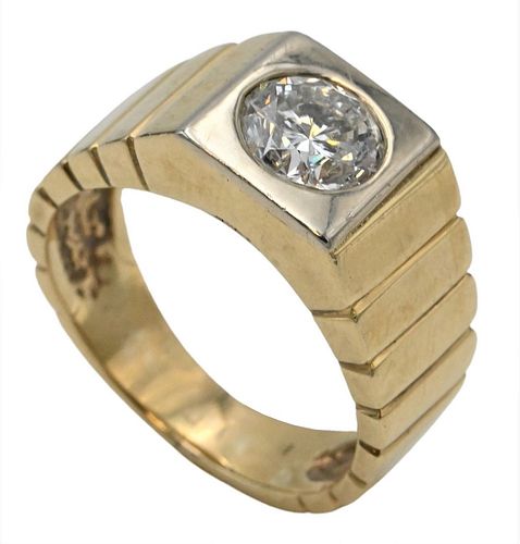 14 KARAT GOLD MEN'S RING, SET
