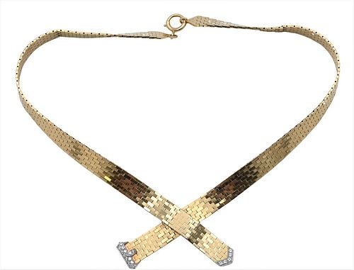14 KARAT GOLD MESH FLAT CROSSOVER